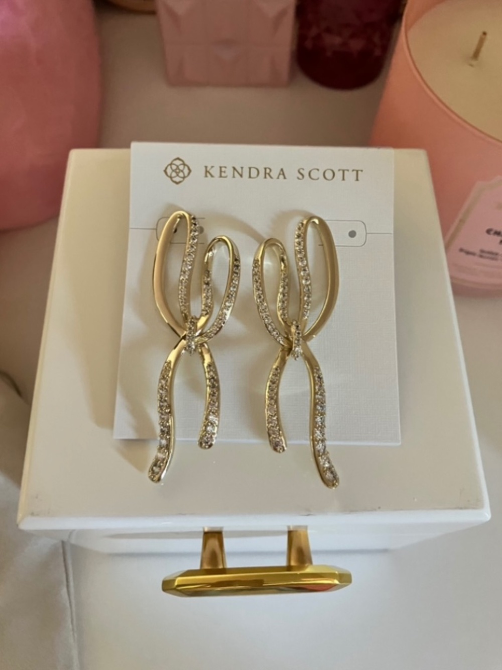 Kendra Scott Gold Bow Pave Earrings